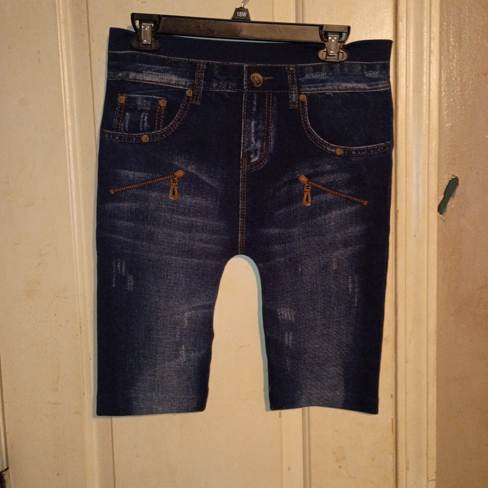Men's Dark Blue Denim-Style Shorts